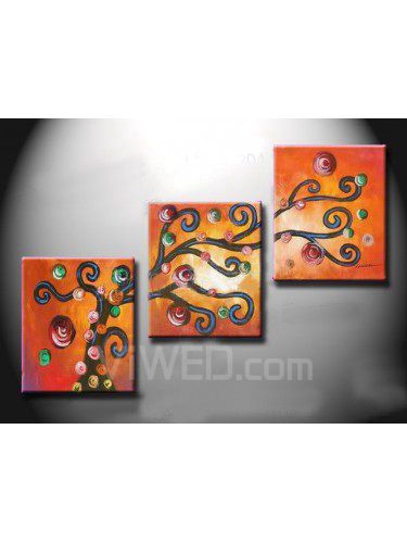 Abstract Hand-painted Oil Painting with Stretched Frame-Set of 3
