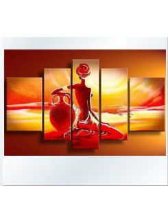 Hand-painted Woman Oil Painting with Stretched Frame-Set of 5