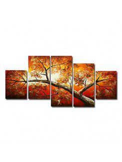 Met de hand geschilderde landschap olieverf met gestrekte frame-set van 5