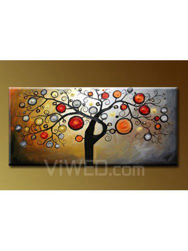 Pintado a mano de pintura al óleo del árbol con el marco estirado-20 " x 40 "