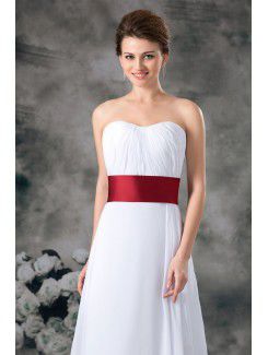 Chiffon Scoop Floor Length A-line Sash Wedding Dress