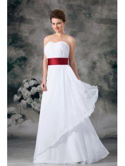 Chiffon Scoop Floor Length A-line Sash Wedding Dress