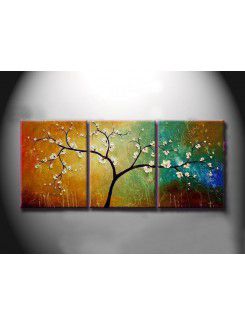 Peint à la main peinture à l' arbre d'huile avec cadre étiré-jeu de 3