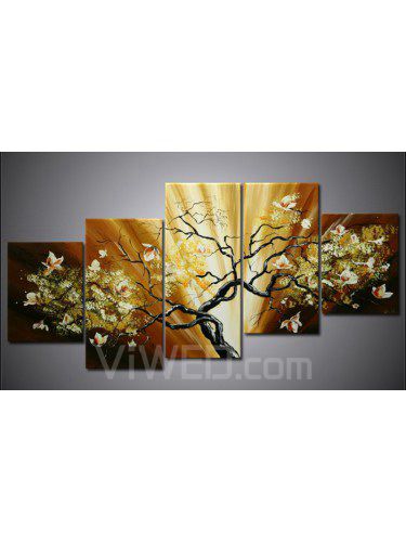 Ручная роспись масляной живописи дерево с растянутыми frame-набор из 5