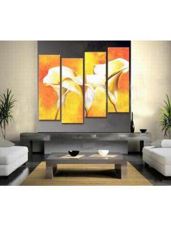 Flower Hand-painted Oil Painting with Stretched Frame-Set of 4
