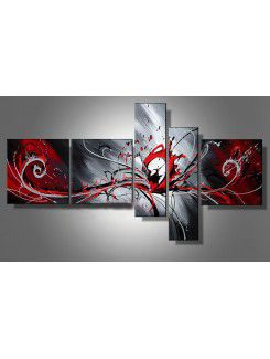 Hand-painted Abstract Oil Painting with Stretched Frame-Set of 5
