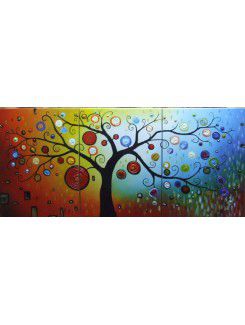 Ręcznie malowany obraz olejny drzewo z rozciągniętej ramki-zestaw 3