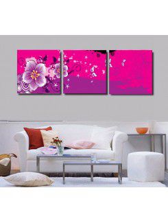 Flower Printed Canvas Art with Stretched Frame-set of 3