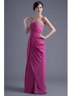 Chiffon Strapless Column Floor Length Sequins Evening Dress