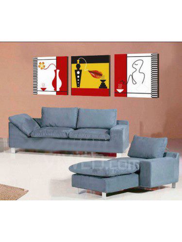 Gedrukte abstract canvas kunst met gestrekte frame-set van 4