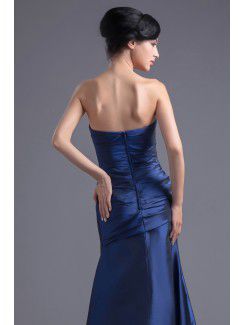 Taffeta Strapless A-line Floor Length Directionally Ruched Evening Dress