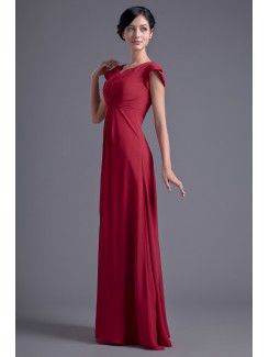 Chiffon V-Neckline Empire line Floor Length Cap Sleeves Evening Dress