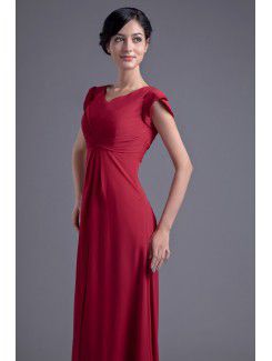 Chiffon V-Neckline Empire line Floor Length Cap Sleeves Evening Dress