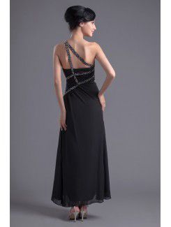 Chiffon Asymmetrical Sheath Ankle-Length Sequins Evening Dress