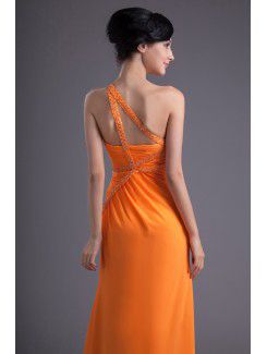 Chiffon Asymmetrical Column Floor Length Sequins Evening Dress