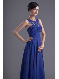 Chiffon Jewel A-line Floor Length Sash Evening Dress