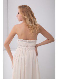 Chiffon Strapless A-line Ankle-Length Sequins Evening Dress