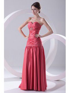 Satin Sweetheart Sheath Floor-Length Directionally Ruched Evening Dress
