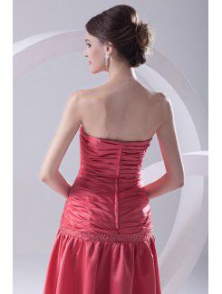 Satin Sweetheart Sheath Floor-Length Directionally Ruched Evening Dress
