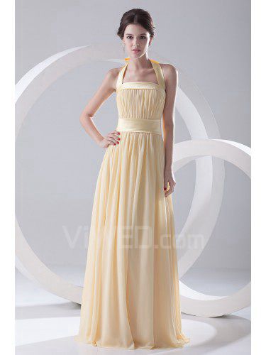 Chiffon Strapless Column Floor-Length Sash Evening Dress