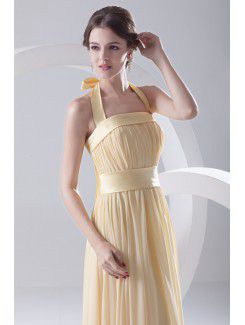 Chiffon Strapless Column Floor-Length Sash Evening Dress