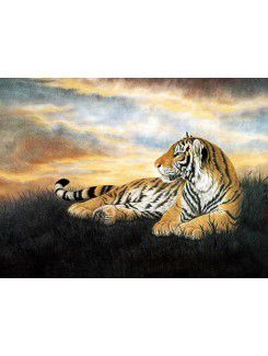Tiikeri painettu kankaalle taiteen venytetty kehyksen