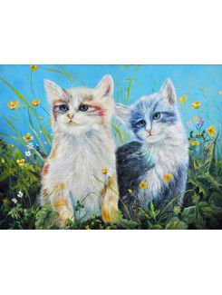 Gedrukte katten canvas kunst met gestrekte kader