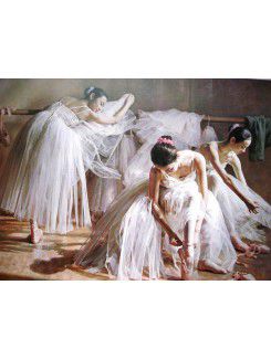 Arte de la lona muchacha del ballet impresa con marco de estirado