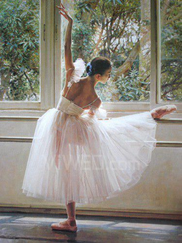 Ballet meisje afgedrukt op canvas doek met gestrekte kader