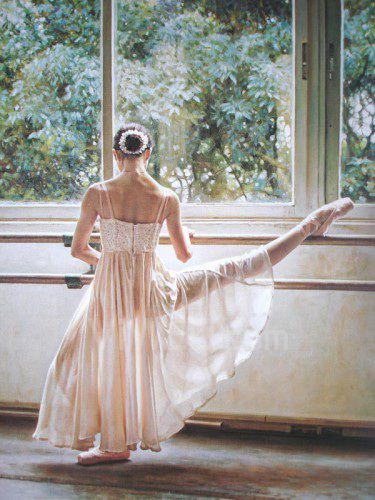 Impresso da arte da lona menina ballet com quadro esticado