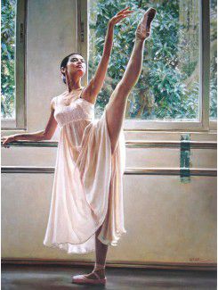 Tryckt balett tjej arbetsytan konst med sträckt ram