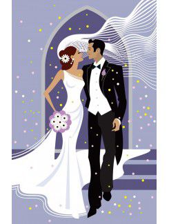 Графических изданий свадьбы холсте с растянутыми кадра