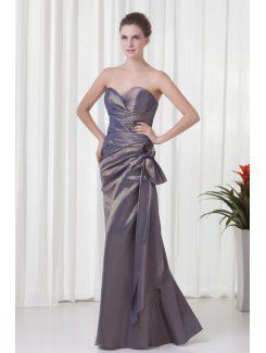 Taffeta Strapless Sheath Floor Length Hand-made Flower Evening Dress