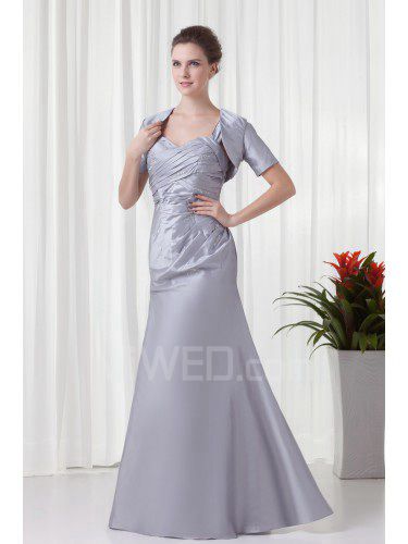 Taffeta Sweetheart A-line Floor Length Evening Dress with Crisscross Ruched and Jacket