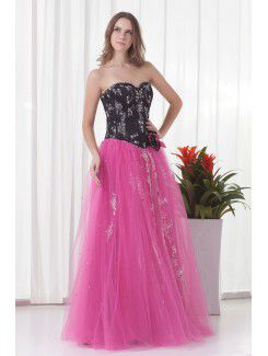 Satin and Net Sweetheart Ball Gown Floor Length Evening Dress with Embroidered and Jacket