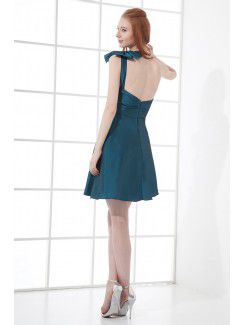 Taffeta Asymmetrical A-line Short Bow Cocktail Dress
