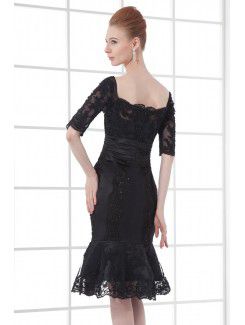 Lace Off-the-Shoulder Sheath Knee-length Half Sleeves Cocktail Dress