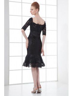 Lace Off-the-Shoulder Sheath Knee-length Half Sleeves Cocktail Dress