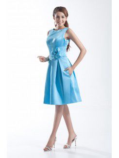 Satin Jewel Knee Length Column Cocktail Dress