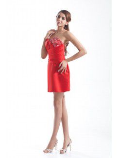 Satin Scoop Short Sheath Embroidered Cocktail Dress