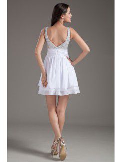 Chiffon Sweetheart Corset White Short Sequins Cocktail Dress
