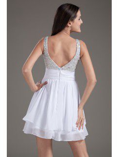 Chiffon Sweetheart Corset White Short Sequins Cocktail Dress