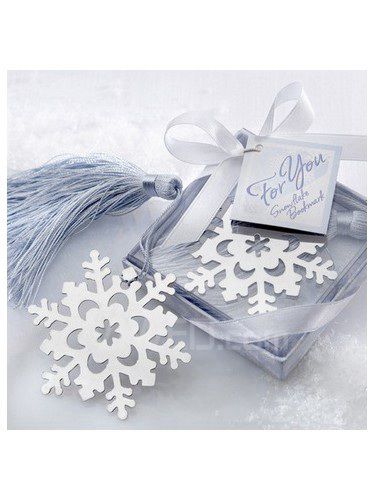 Sølvfinish snefnug bogmærke med isblå kvast