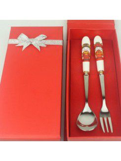 Ceramic Handle Spoon And Fork Set Wedding Favor