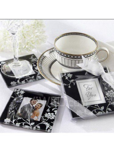 " tradições intemporais " elegante porta-copos de vidro fotos em preto e branco (conjunto de 2 )