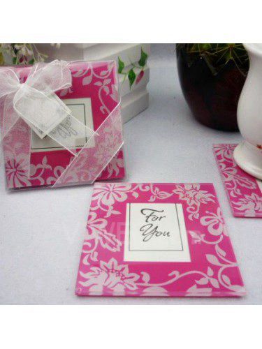 Picture Perfect Pink Glass Photo Coasters(set of 2)