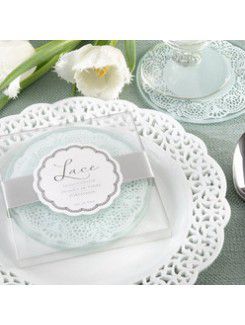 Exquisite Lace And Frosted Glass Coasters (Set of 2)