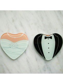 Heart Shaped Gown & Tuxedo Coasters (Set of 2)