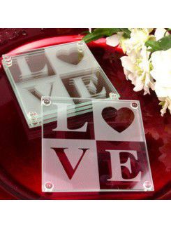Kjærlighet glass coasters (sett med 2 )