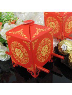 Asian Style Red Sedan Chair Favor Box (Set of 12)